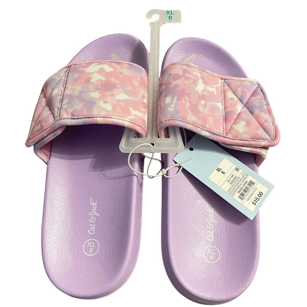 Cat & Jack Girl’s XL (6) Tie-Dye Slides